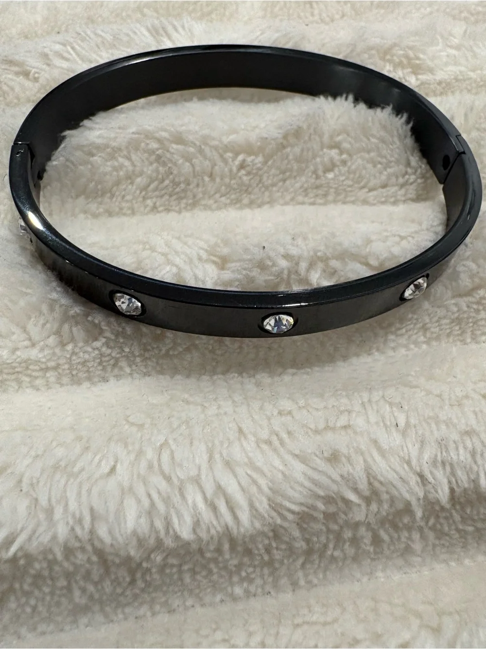 Black Crystal Accent Bangle Bracelet